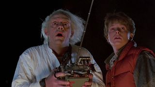 Michael J. Fox and Christopher Lloyd in the 1985 movie Back to the Future