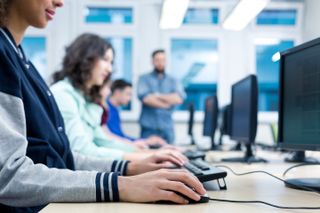 Students working with computers