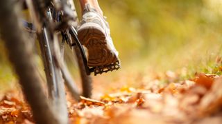 Foot on bike pedal