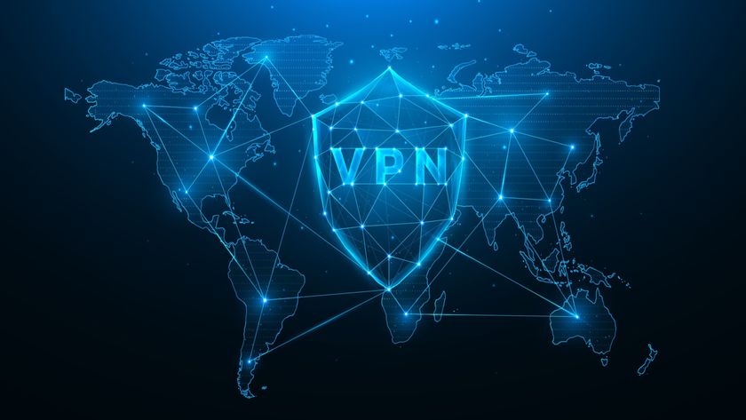 Polygonal vector illustration of the virtual private network&#039;s shield reading VPN and world map on the background