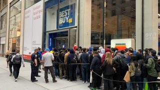 Customers Wait In Line Outside A New York City Best Buy For A Chance To Buy An RTX 3080 Ti