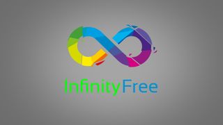 Multicoloured InfinityFree logo on grey background