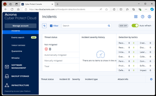 The Acronis Cyber Protect incident report screen.