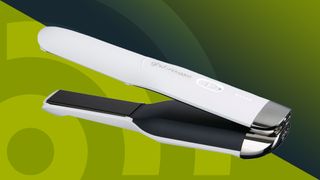 best hair straighteners hero image, showing GHD unplugged flat irons