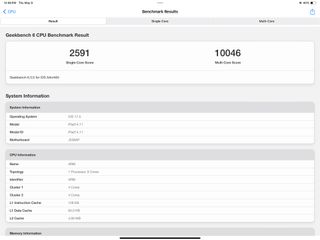 Apple iPad Air 13" (2024) -tabletin Geekbench 6 -testitulosten kuvakaappaus