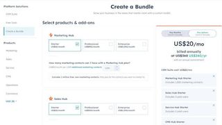 Hubspot pricing page screenshot