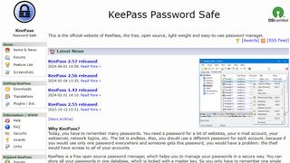 KeePass website screenshot.