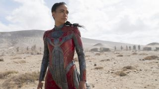 Lauren Ridloff as Makkari staring off into the distance in Marvel Studios&#039; Eternals