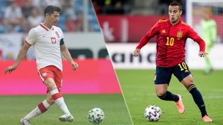 Spain vs Poland live stream at Euro 2020 — Robert Lewandoski of Poland and Thiago Alcantara of Spain