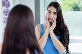 woman, mirror, appearance, woman looking in mirror