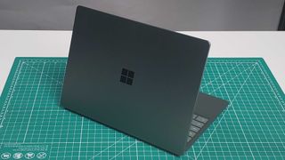 a green laptop