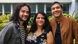 University of Puerto Rico undergraduate students Jorge Pérez Figueroa (left), Alejandra Ocasio (center) and Kevin Ortíz Ceballos (right) are investigating the history of an old observatory on campus. 