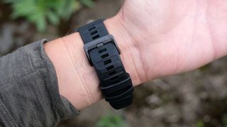 Garmin Fenix 8 being worn by the reviewer