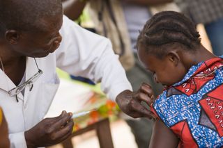 A child getting vaccinated.