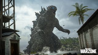 Godzilla stomps around the Caldera map