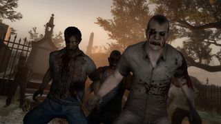 Left 4 Dead 2 screenshot of zombies approaching the player character