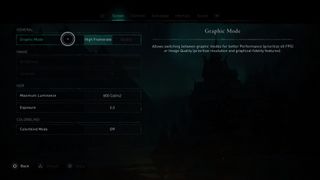 A screenshot of AC Valhalla graphics settings
