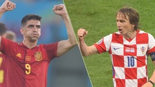 Croatia vs Spain live stream at Euro 2020 — Gerard Moreno of Spain and Luca Modric of Croatia