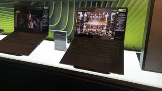 The Razer Blade 16 laptop on display at CES 2025