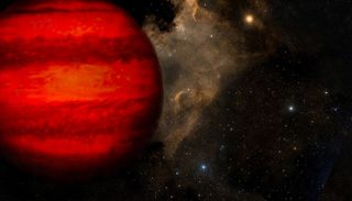 This is an artist's illustration of a brown dwarf. Despite their name, brown dwarfs would appear magenta or orange-red to the human eye if seen close up.