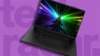 Razer Blade (2024) gaming laptop against a purple TechRadar background