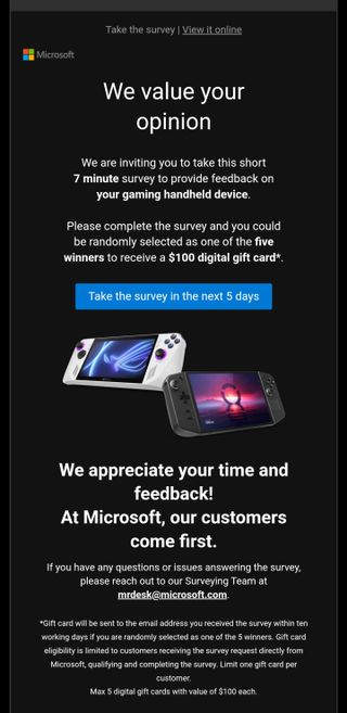 Microsoft Survey on gaming handhelds