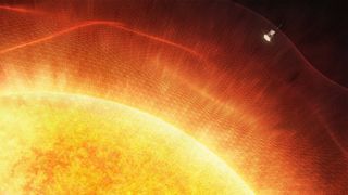 An illustration of the Parker solar probe entering the Sun&#039;s corona 