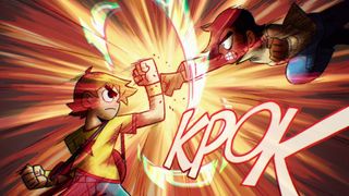 Scott Pilgrim stops an attack from Gideon Graves in Netflix' Scott Pilgrim Takes Off anime series