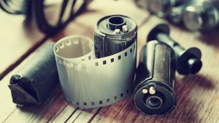 Rolls of camera film on a table