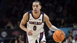 Ryan Nembhard of the Gonzaga Bulldogs playing college basketball