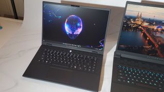 black gaming laptop with rgb lit keyboard