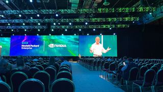 Manuvir Das, VP of Enterprise Computing at Nvidia on stage at the second day keynote of HPE Discover 2024