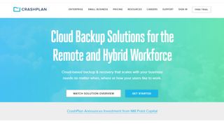 Skärmdump av hemsidan till CrashPlan