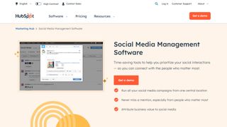 HubSpot Social Media Software website screenshot.