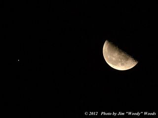 Moon and Jupiter Seen in Long Beach, CA