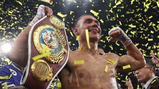 Tim Tszyu celebrates victory in the WBO super-welterweight world title fight ahead of the Murtazaliev vs Tszyu live stream