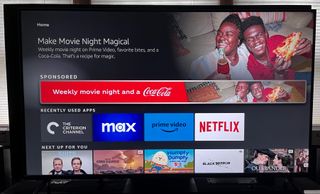 Amazon Fire TV interface showing coca-cola ad