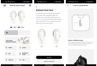 Bose QuietComfort Ultra Earbuds screenshots that help personalize fit.