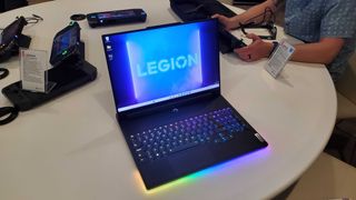 black gaming laptop with rgb lit keyboard