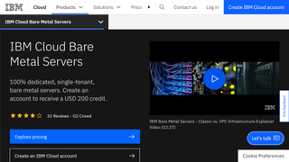 Website screenshot for IBM Cloud Bare Metal Servers