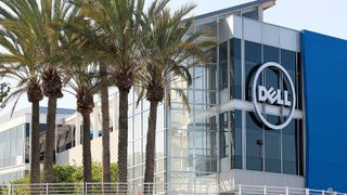 Dell logo pictured on the exterior of the Dell research and development facility on October 19, 2011 in Santa Clara, California.