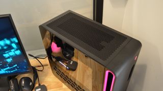 black gaming PC with glass side