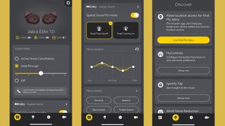 Three iPhone screenshots of the Jabra Sound+ app