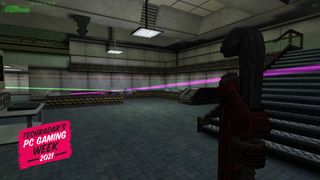 A screenshot of Half Life Opposing Force, where someone is walking around a room with a monkey wrench.