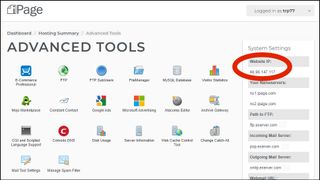 iPage IP address location on the website
