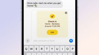 iOS17's Check In feature demonstrated on an iPhone