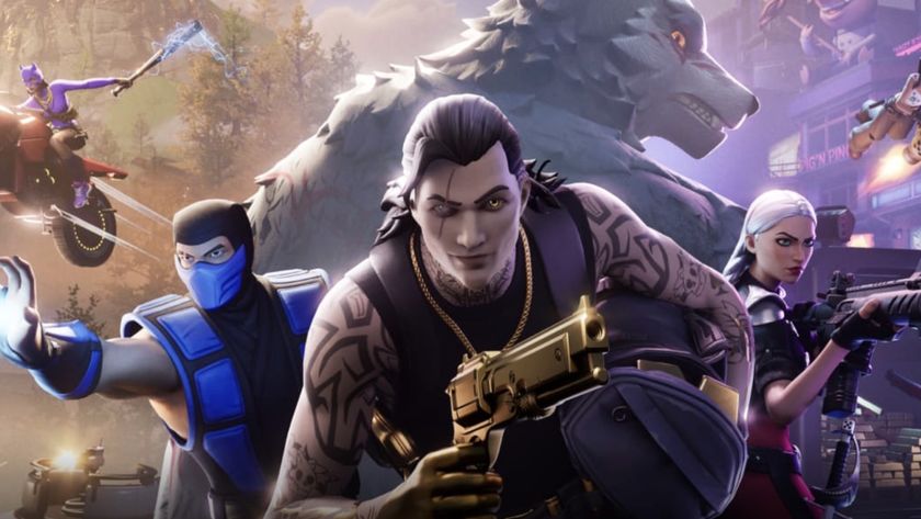 The main battle pass characters in Fortnite Lawless, including Midas, Sub Zero and a large wolf-man