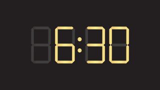 An alarm clock screen that reads 6:30