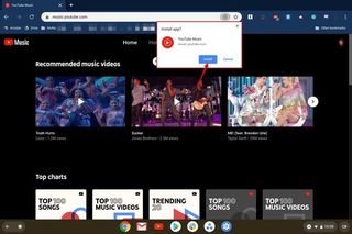 Install YouTube Music PWA Confirmation