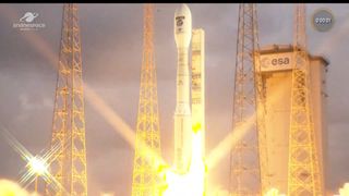 An Arianespace Vega-C rocket launches the Sentinel-1C Earth-observation satellite from Kourou, French Guiana, on Dec. 5, 2024.